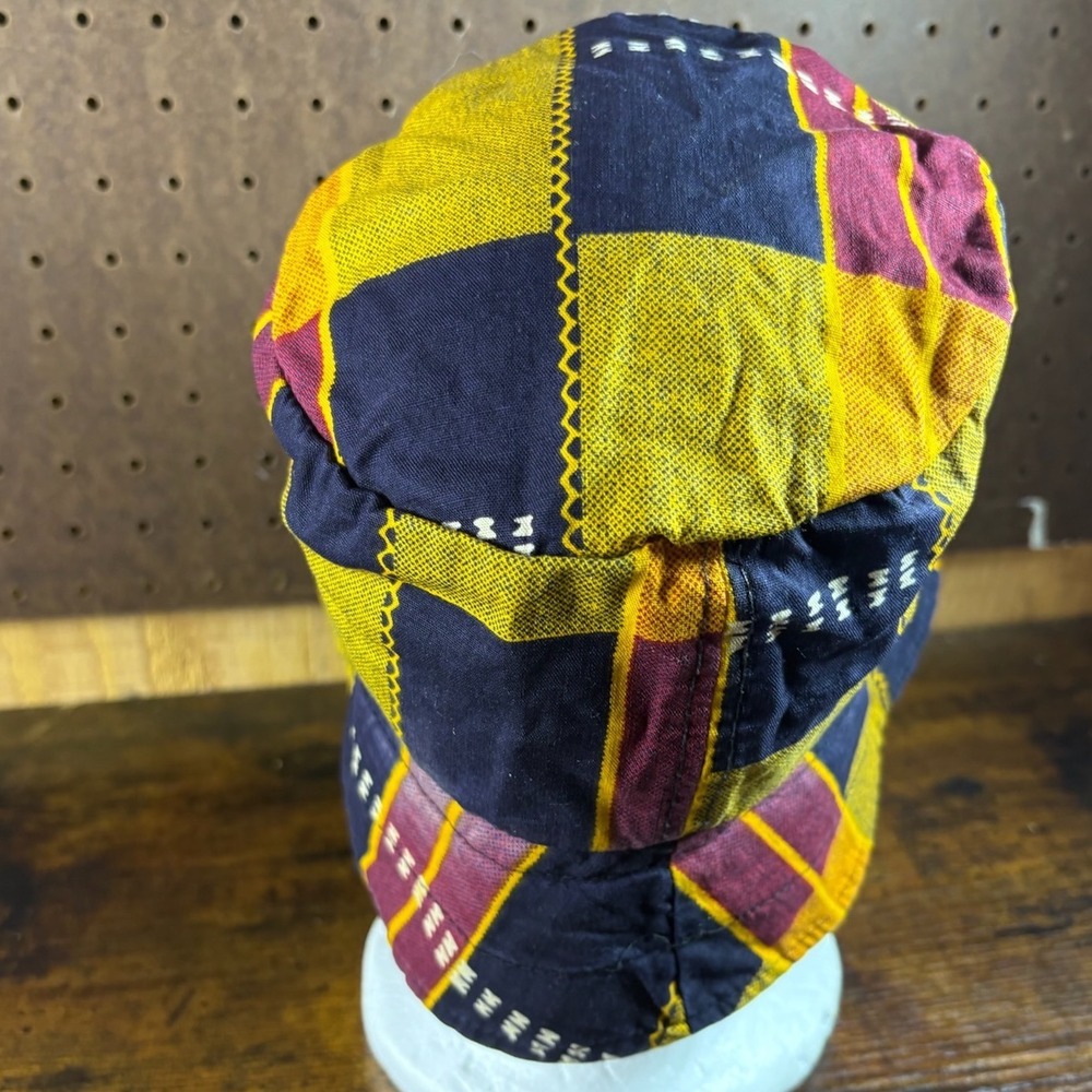 Boho Patchwork Bucket Hat Yellow Navy Burgundy Fe… - image 2